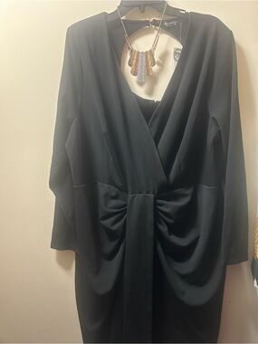 FTF NWT black Draped Knot-Front Women's Dress size 3X